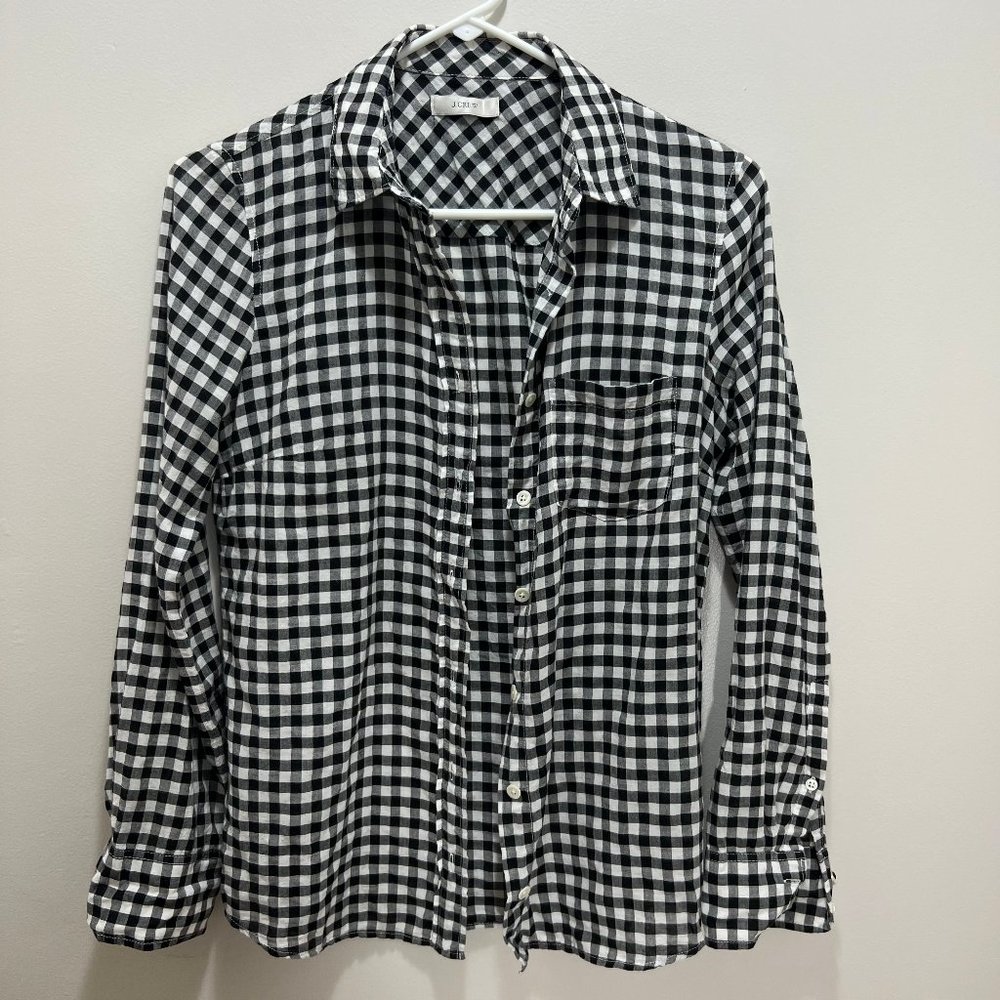 J Crew Gingham Button Down Shirt Size 2